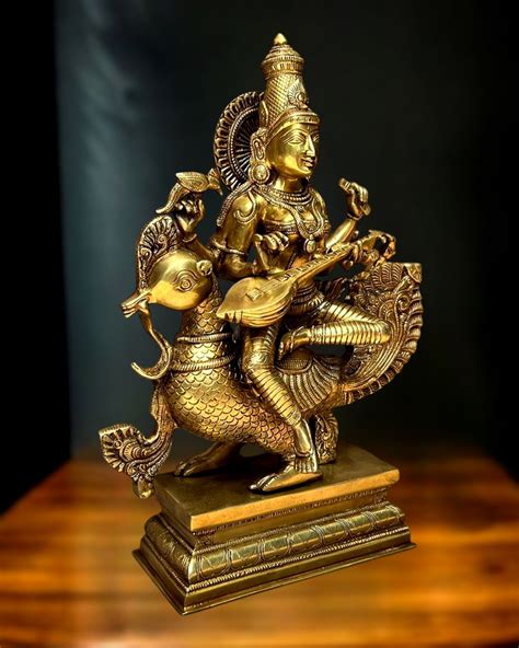 Buy Pure Brass Superfine Goddess Saraswati Statue - 20" Height ...