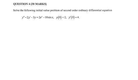 Image result for 2nd Order Initial Value Problem
