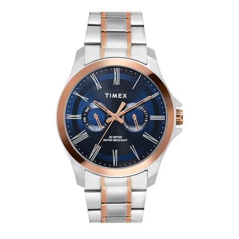 TIMEX Classics Analog Watch for Man with Blue Round Dial & Two Tone ...