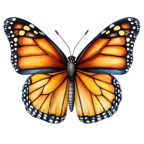 Monarch Butterfly Clipart Close-up Watercolor Clipart - Etsy