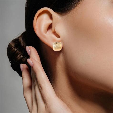 Earrings Online - Premium Gold Square Fold Studs | Nestasia