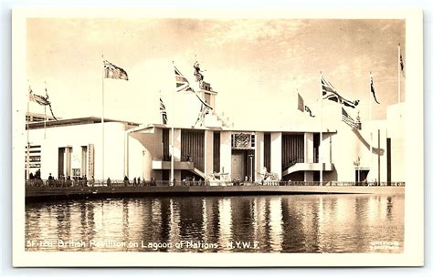 1939 New York World's Fair British Pavillion Lagoon Nations Rppc ...