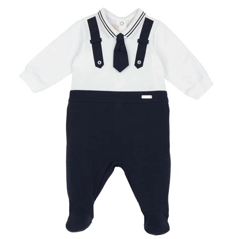 Chicco Boys White and Blue Self Design Back Opening Babysuit - Babysuit ...