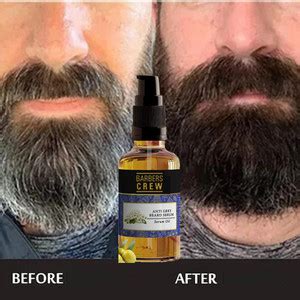 Barbers Crew Natural Grey Beard Serum- Restore Natural Black Color of ...
