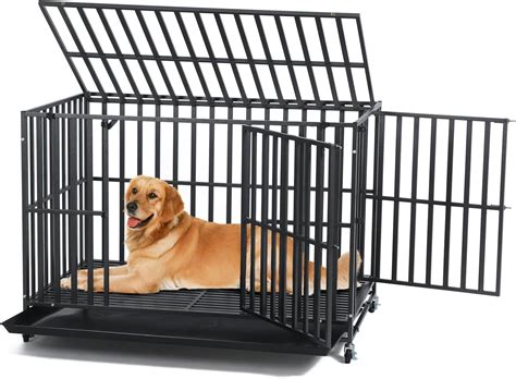 Amazon.com : LUCKUP Heavy Duty Dog Crate 3 Doors Large Metal Dog Cage ...
