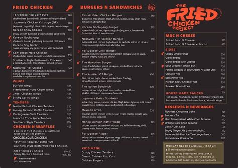 Menu at The Fried Chicken Project, Mumbai