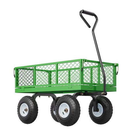 VEVOR 680 Lbs Steel Garden Cart on Wheels, Heavy Duty Garden Wagon Cart ...