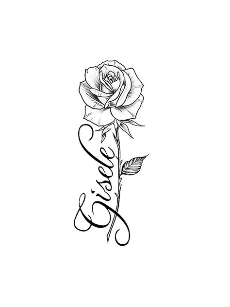 Rose Tattoo with Love in Cursive