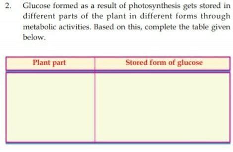 Glucose formed as a result of photosynthesis gets stored in different ...
