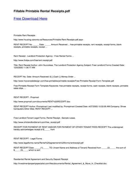 Fillable Online Fillable Printable Rental Receipts Fax Email Print ...
