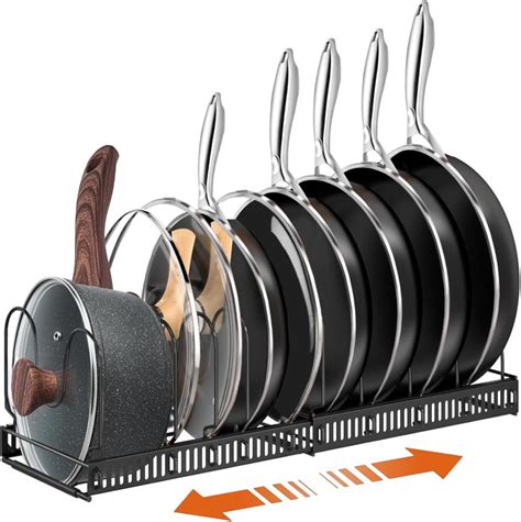 Amazon.com: Norcalway Adjustable Bakeware Pots and Pans Organizer Under ...