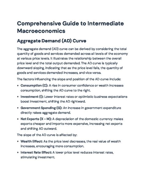 Comprehensive Guide to Intermediate Macroeconomics: Aggregate Demand ...
