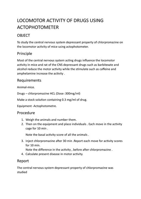 Locomotor Activity OF Drugs Using Actophotometer - LOCOMOTOR ACTIVITY ...
