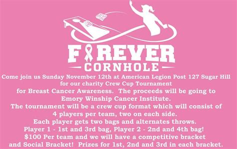 Forever Cornhole Crew Cup for Breast Cancer Tournament, American Legion ...