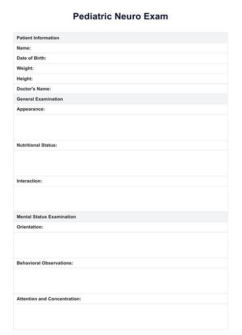 Neuro Exam Checklist Template & Example | Free PDF Download