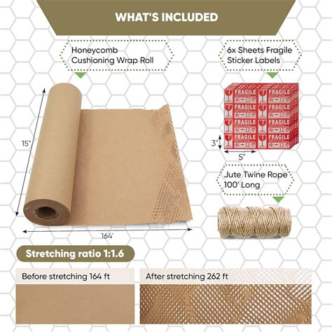 Buy ecoducer 15”x164’ Honeycomb Packing Paper for Moving Supplies or ...