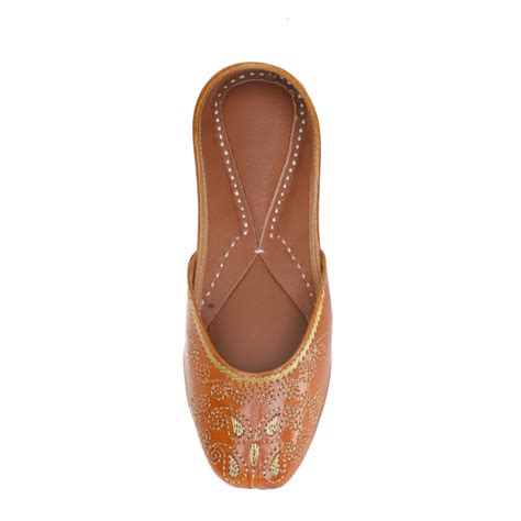 Rajashoes Brand Womens Leather Ethnic Mojaris 44-Jutti (L.Tan) :: RAJASHOES