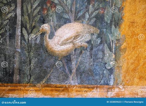 Roman Fresco, Detail of a Heron in the Painting of Venus in the Shell in Pompeii 79 AD Stock ...