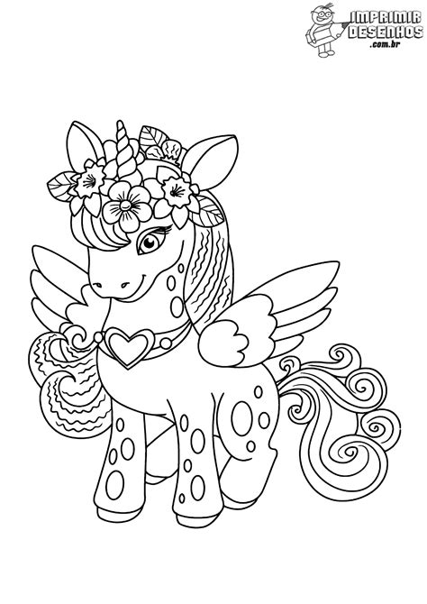 Unicórnio com asas para colorir - Imprimir Desenhos