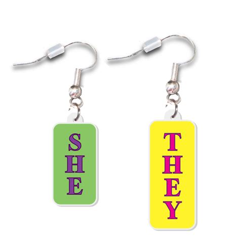 She/They Pronouns Acrylic Earrings - THE PRIDE SHOP®