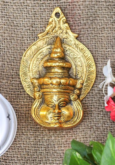 CRAFTICIA Metal Kathakali Face Mask Wall Mount Hanging Sculpture for ...