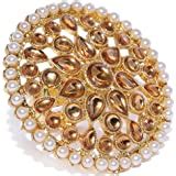 ZAVERI PEARLS Gold Tone Kundan & Pearls Ethnic Adjustable Finger Ring ...