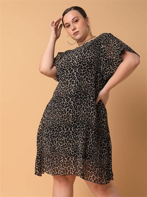 SHOWOFF Women's Animal Black A-Line Dress