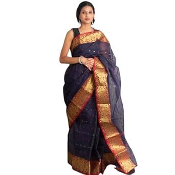 Buy SHYAMALI BOUTIQUE Women's Pure cotton zari border Bengal taant ...