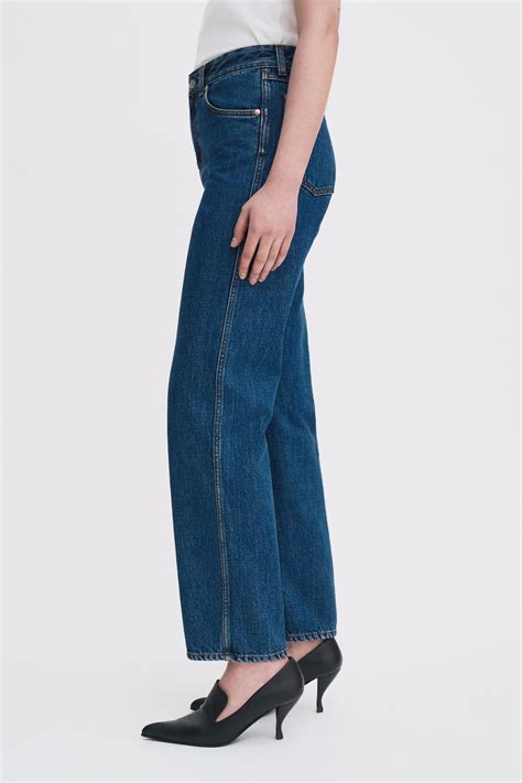High Waisted Cropped Jeans - Washed Mid Blue | Filippa K