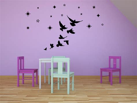 Small Birds Stars Animal Jungle Bird Cute Wildlife Wall Sticker Art ...