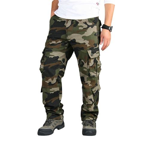 Buy zeetoo Mens Relaxed-Fit Cargo Pants Multi Pocket Military Camo ...