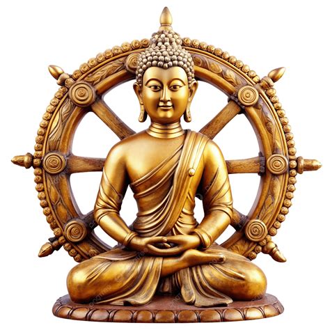 Buddha With A Dharma Wheel Symbolizing The Teachings Of Buddhism ...