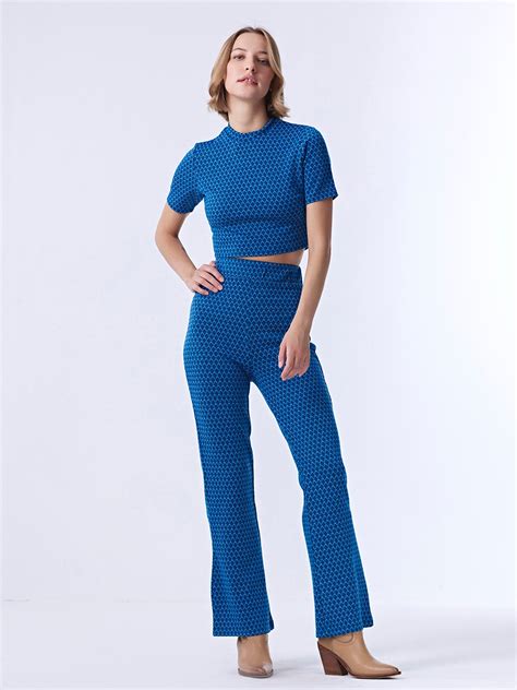 Blue high neck crop top