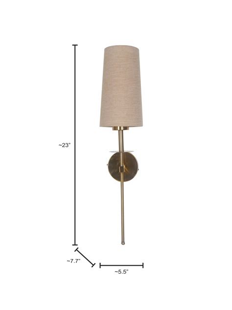 Wall Lamps | Savoy Long Arm Antique Gold Wall Sconce with Beige Fabric ...