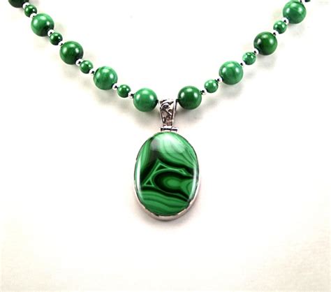 Gorgeous Malachite Sterling Silver Necklace N957 - Etsy India