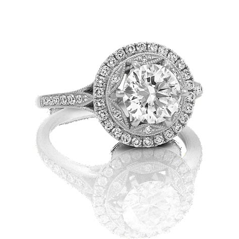 Round Diamond Halo Vintage Engagement Ring with Pave Setting | Shane Co.