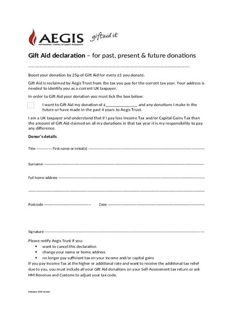 Image result for Downloadable Gift Aid Form