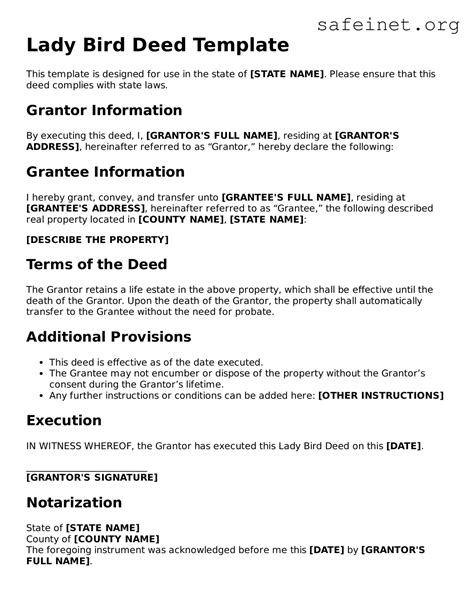 Free Lady Bird Deed PDF Template ≡ SafeInet