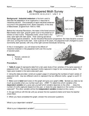 Peppered Moth Survey Lab - Blank Fillable Template | Fill Out, Print ...