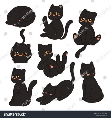 Black Cat Characters Design Collection Stock Illustration 2221233389 ...