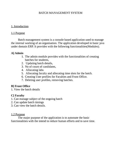 SRS BMS - BMS SRS - BATCH MANAGEMENT SYSTEM 1. Introduction 1 Purpose ...