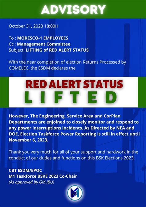 M1 TASKFORCE BSKE 2023 – RED ALERT STATUS – LIFTED – MORESCO-1