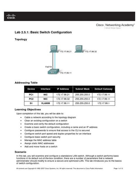 Image result for Netacad Lab Basic Switch Configuration