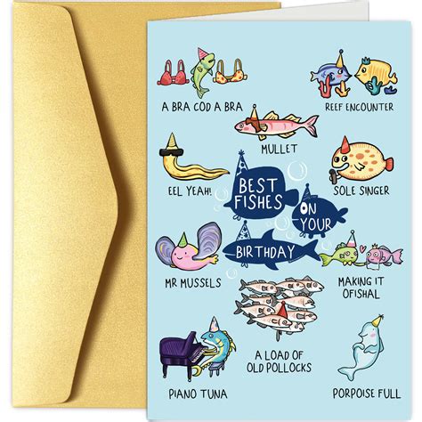 Funny Fish Themed Birthday Card Happy Birthday Card For Him ...