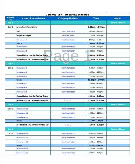 Panel Interview Schedule Template 的图像结果
