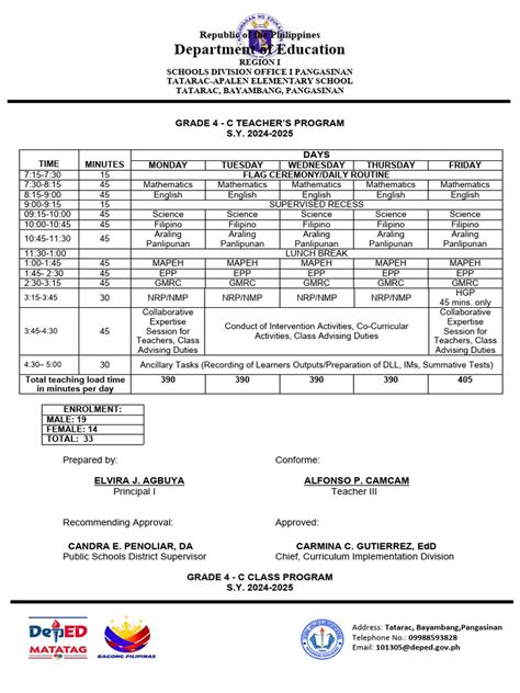 Image result for Grade 4 Class Program