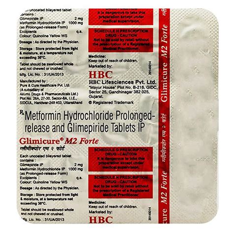 Glimicure M 2/1000mg Forte - Strip of 15 Tablets : Amazon.in: Health ...
