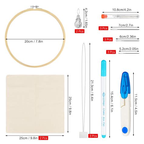 Dreamtop 22 Pieces Punch Needle Embroidery Kit Wooden Handle Embroidery ...