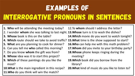 Image result for Interrogative Pronouns Examples
