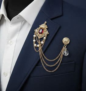 groomiverse Crown Maroon Stone Studded Pearl Brooch For Men Brooch ...